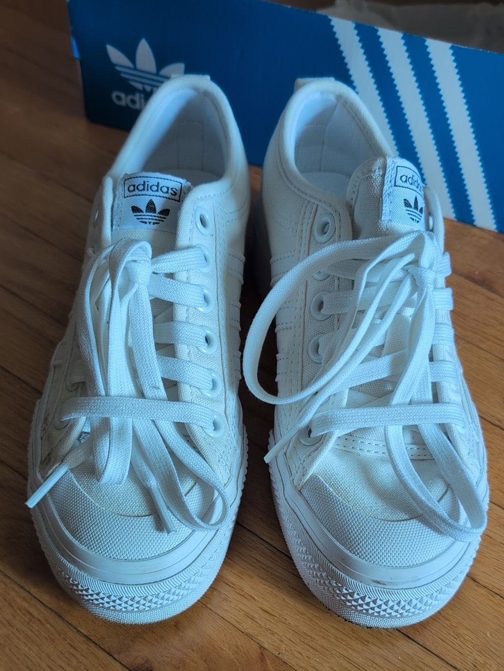 adidas Nizza Platform White Canvas Sneakers